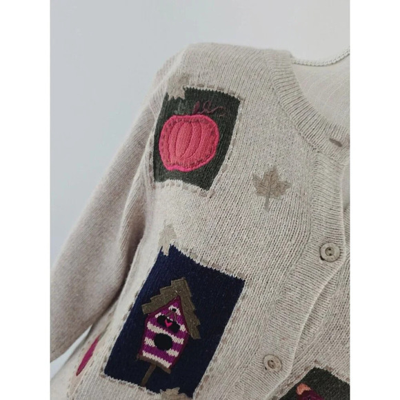 Croft & Barrow Fall Leaves Angora Wool Grandma Core Patchwork Cardigan Sweater S - Picture 3 of 12